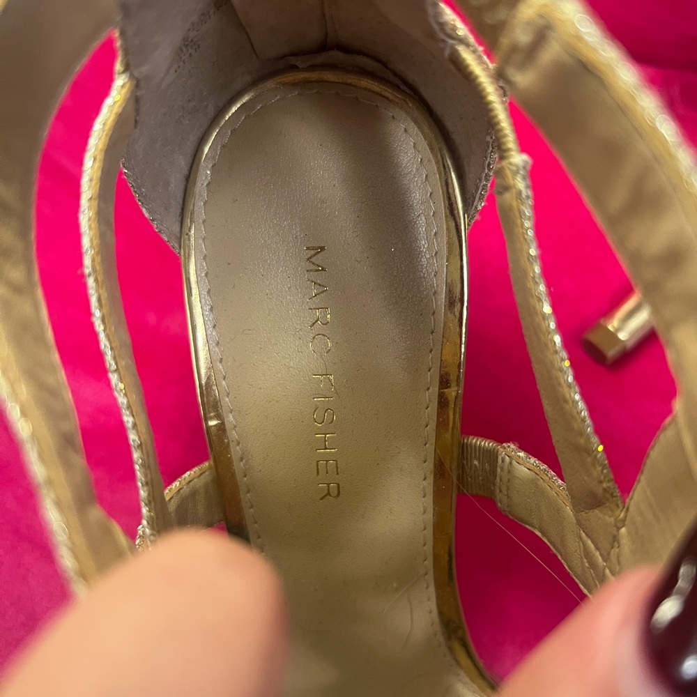 Marc Fisher Gold Textured Women's Heels - Picture 3 of 4